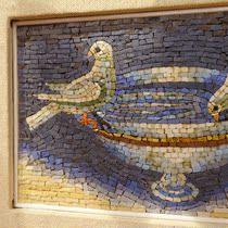 Western antique Italian mosaic glass church decoration painting Holy water handmade mural pigeon 78 years big