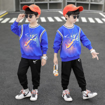 Hong Kong boy sports suit 2022 new boy starry sky printed fake two sweatshirt thin underpants boomers