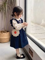 Girls dress suit 2023 autumn female baby light core suede vest skirt with undershirt and two sets of D