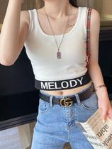 Vest female summer with knitted bottoming sling design sense niche wear sleeveless sports short cotton top