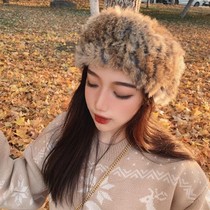 Hairy hair bunch headband female daily outside wearing autumn and winter rabbit hair hoops out of the plush headband fur turban headdress net red