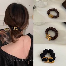 Fan-style medieval alloy small balsamic wind black bowel ring hair ring Head rope Lazy Hair Accessories Hair ins