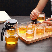 Explosive fluttering cup teapot heat-resistant tea ceremony Cup one-key filter glass tea cup Linglong Cup suit kung fu