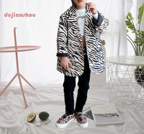 Girls Suit Jacket Spring and Autumn 2021 New Korean version of the children loose zebra pattern cardigan jacket casual jacket