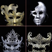 Masquerade Roman style antique Christmas party bronze version half face carnival mask crown men and women
