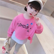 Girl autumn fake two-piece coat 2021 new childrens net Red foreign gas 4 female baby Spring and Autumn Sweater