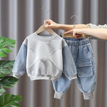 Boys sweater suit 2021 autumn childrens foreign sports childrens clothing fried street autumn handsome fashion Spring and Autumn Tide