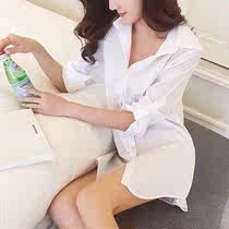 Sexy Pajamas Women White Shirt Long Women bf Wind Shirt Loose Spring 2021 Women Shirt Dress