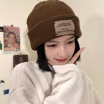 Cloth knitted wool hat women's face in autumn and winter small warm pullover ear protection hat big head circumference Joker hat trendy men