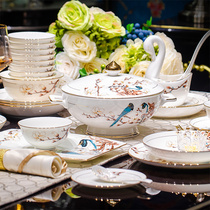 High-grade Chinese housewarming bone china tableware set dishes Jingdezhen Palace Ceramics European dishes set home