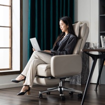 Computer Chair Layable Leather Boss Seat Comfortable Long Duration Light Luxury Desk Chair Live Streamer Home Chair