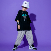 Hip-hop childrens tide uniforms boys suits hip-hop childrens clothing trendy brand costumes dancing summer drums performance costumes