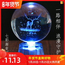 Crystal ball transparent ball dream creative birthday gift girl romantic elk glowing crystal ball ornaments