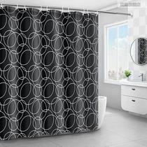 Home cross e-commerce supply black circle shower curtain thickened waterproof shower curtain polyester shower curtain cloth factory direct supply