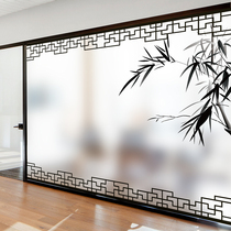Chinese courtyard flower open hollow office window frosted glass sticker Chinese style plum blossom decorative electrostatic film