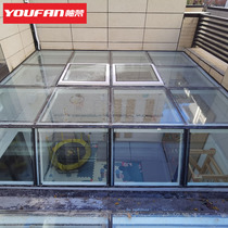 Villa sinking courtyard electric sun room skylight custom basement lighting well steel structure aluminum alloy glass room cover