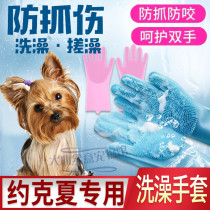 Yorkshire dedicated sturdy supplies to hair durable and anti-catch pet bathing massage gloves Puppy baths brush aside hair