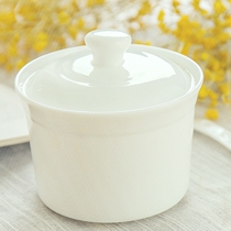 Jingdezhen ceramic bone porcelain pure white with lid ceramic small stew pot birds nest soup cup childrens steamed egg bowl soup cup wine