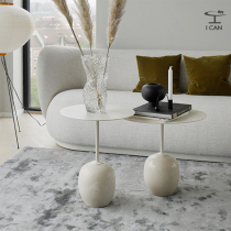 I CAN new designer retro style simple sofa coffee combination coffee table natural marble bedside
