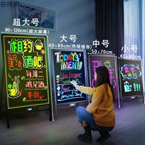 LED fluorescent board stall luminous signboard Small blackboard Shop table promotion rechargeable luminous silver electronic writing version Nail art eyelash billboard luminous outdoor display card stand card outdoor use