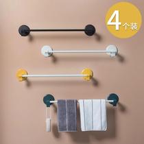 Bathroom non-perforated towel rack kitchen single rod rag hanger toilet thickened towel bar simple shelf