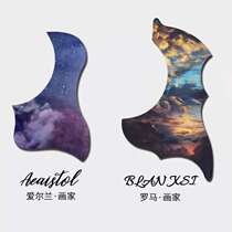 Guitar stickers antique Chinese style guitar accessories stickers personality graffiti decorative panel anime fingerboard starry sky