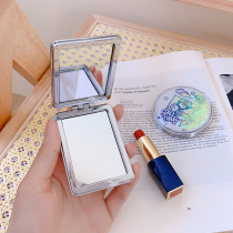 Small mirror Carry double-sided folding mirror Cute Quicksand cartoon astronaut portable mini girl makeup mirror