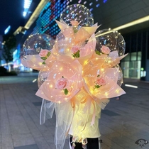  Stall balloon luminous bobo ball bouquet diy material net red rose shape pink handmade bag 2021 new