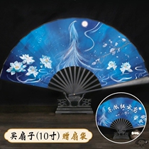 Fan ancient style Hanfu fan folding fan female students carry Net red domineering trampoline illustration other side Flower fan