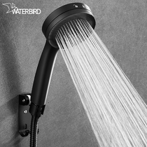 Jiu Muwang black strong pressurized shower head rain high pressure household shower head bath shower head hose bottom