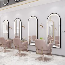 Barber shop mirror net red beauty salon mirror LED with lamp wall hanging mirror hair salon special single-sided hair cutting mirror