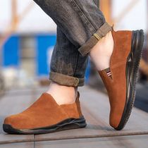 Cowhide slip-on lazy people light wear-resistant soft bottom anti-smashing anti-stab breathable sweat-absorbing deodorant welding work labor insurance shoes