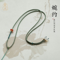 Handmade woven rope Jade Hetian jade pendant lanyard high-grade fine mens and women necklace rope hanging rope