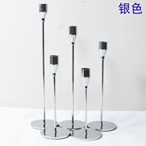 Ostyle Ins Silver Candlelit Candlelight Dinner Candle Cup Long Pole Wax Candle Holder Romantic atmosphere Decorative Metal Candle Holder