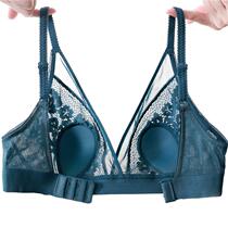 Crystal cup bra anti-bump holes Lace Underwear Woman Thin to gather without steel ring to receive the breast milk large size bra