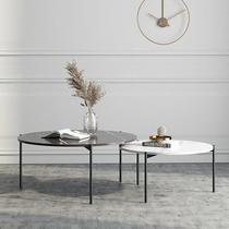 Italian-style extremely simple rock plate primary-secondary tea table for home living room iron art combined tea table designers round small tea table