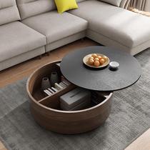 Moisturyang Nordic Burning Stone Round Tea Table Combination Light Extravagant Minimalist Round Modern Tea Table Small Family Style Living Room