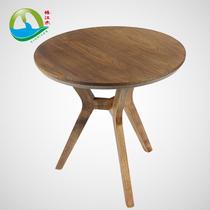 Wooden Skeleton Home Round Casual Tea Table Small Family Style Living Room Creative Tea Table Modern Simple Solid Wood Negotiation Table