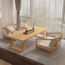 New Chinese home Floating Windows Tatami Tea Table Zen solid wood tea table and chairs Minsleep apartment window sill Gongfu tea table