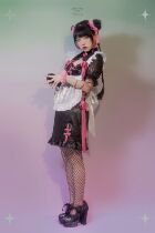 Stasera ~ Panda Maid mini ~ National Tide Improved Cheongsam Spice Girl Maid Black Powder