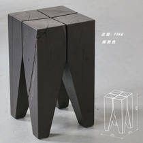 Nordic Wood low stool designer square bench Creative Side hotel leisure stool modern simple stump wooden pier