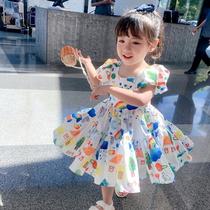  Girls net red dress summer 2021 new summer fashion childrens baby western style sweet chiffon skirt