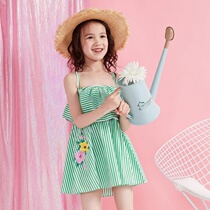 Childrens dress girls Summer new female childrens holiday style cotton cloth suspender dress