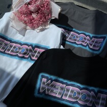 Gong Jun same style WE11DONE 21 summer new product neon gradient color logo short-sleeved loose mens and womens T-shirts