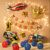 Childrens car theme birthday decoration boy party balloon baby first anniversary happy background wall scene decoration