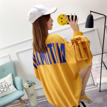 Lace-up lantern sleeve loose lazy wind sweater womens spring and autumn new Korean version thin bat sleeve bow long sleeve