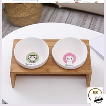 Cat bowl ceramic cat bowl cat food bowl cat table double bowl drinking bowl neck bowl pet supplies cute tilt set