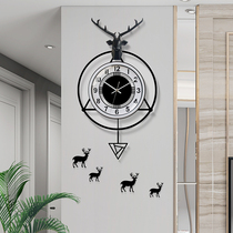 Nordic deer head wall clock living room creative home clock modern simple personality hanging watch light luxury Net red quartz clock