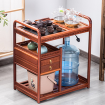 Huali solid wood Wujinshi mobile tea cabinet small tea table tea table kettle integrated home simple Chinese tea car