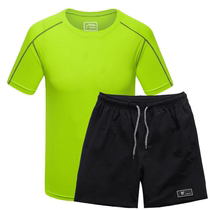 Quick-drying clothes mens short-sleeved t-shirt suit womens large size sports suit womens running fitness five-point shorts